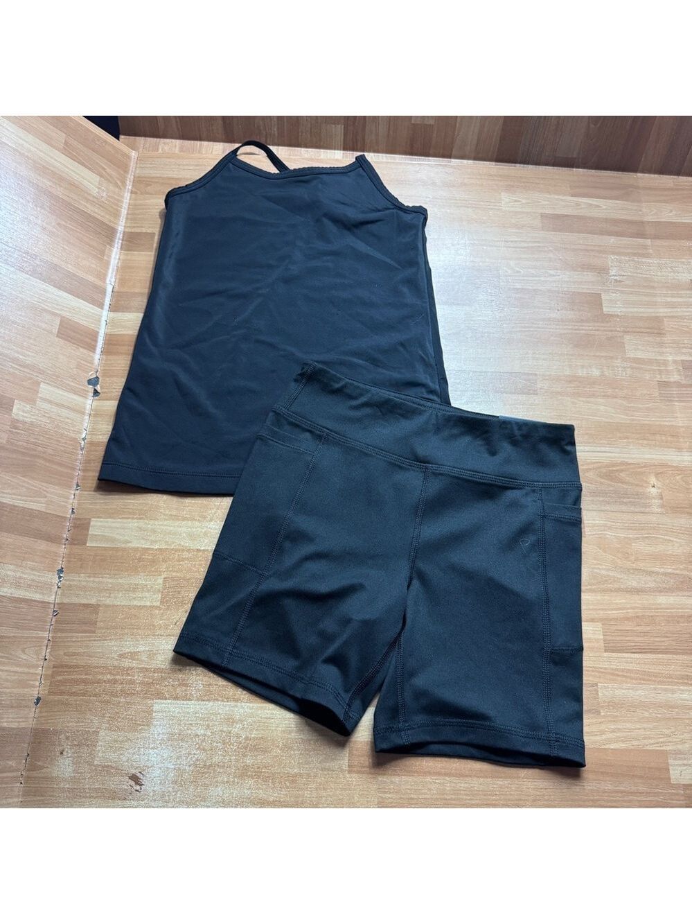 Biker shorts and tank top, black, size 10, athletic